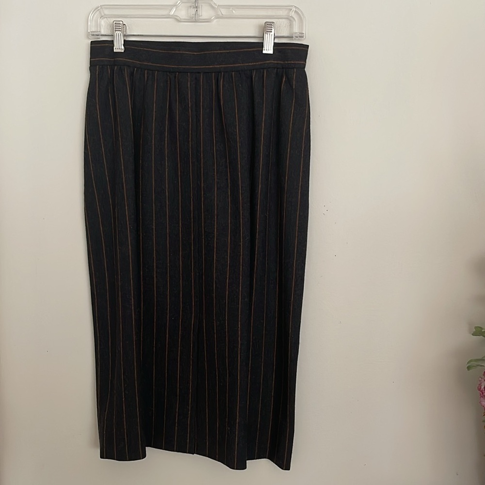 Vintage Givenchy Wool Pinstriped Skirt wool Size  10 Made in France - Picture 3 of 8